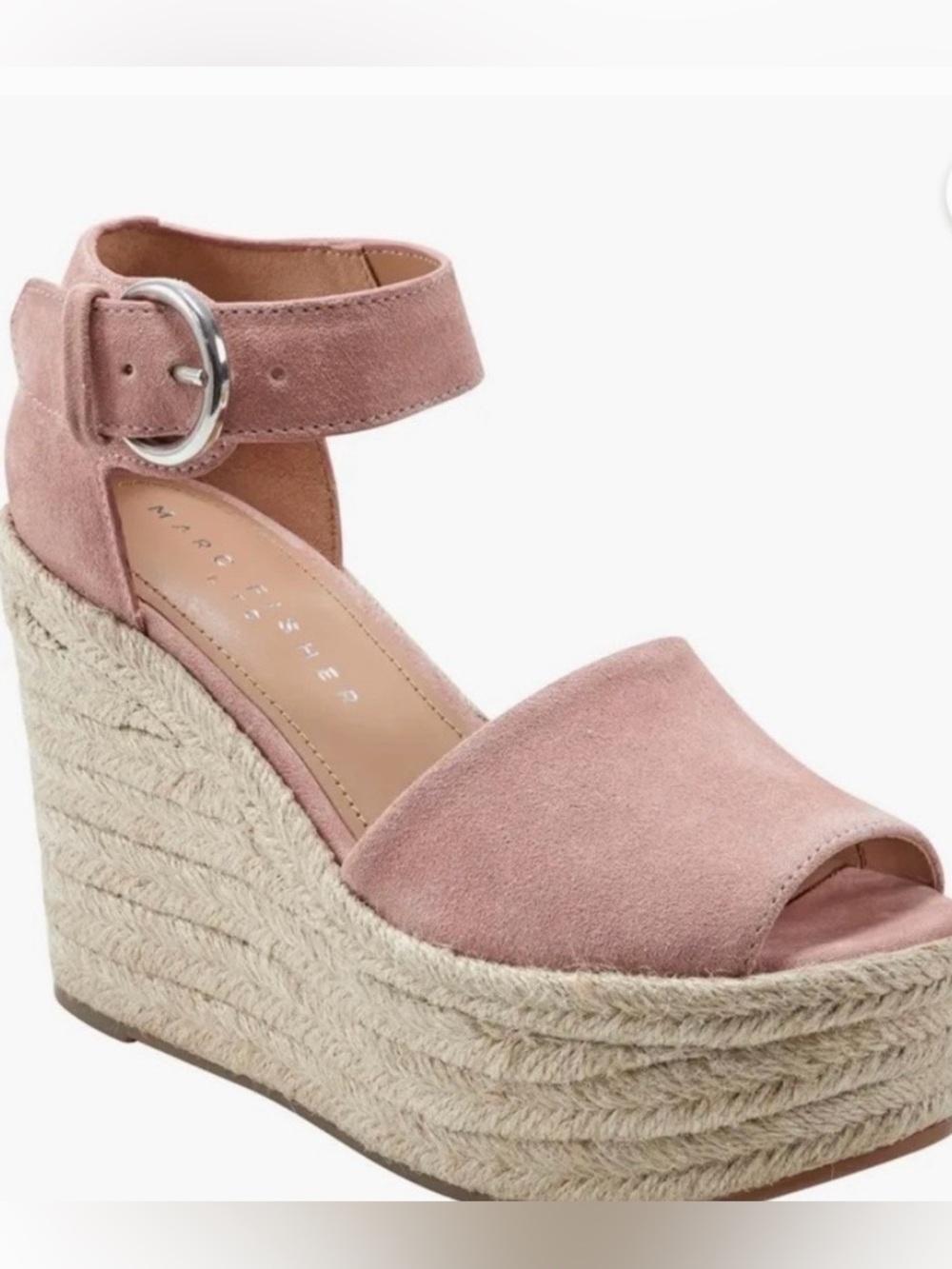 Marc Fisher Blush Suede Espadrille Wedge Sandal
